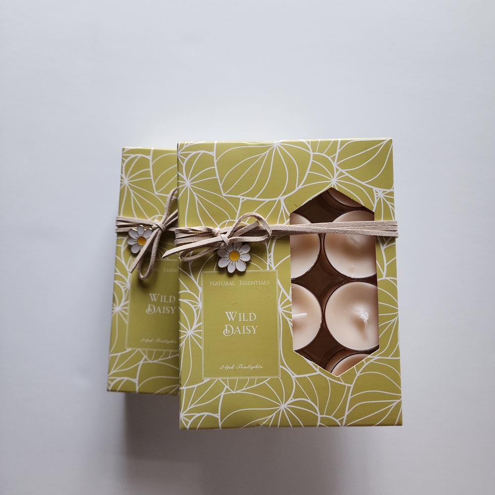 Wild Daisy Tea Light Candles. Two Boxes